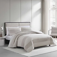 Vera Wang Chenille Waffle Stripe 3 Piece Comforter Set