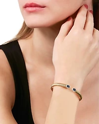 18K Yellow Gold Via Giardino Tubogas Domed Sapphire Cabochon & Diamond Bracelet