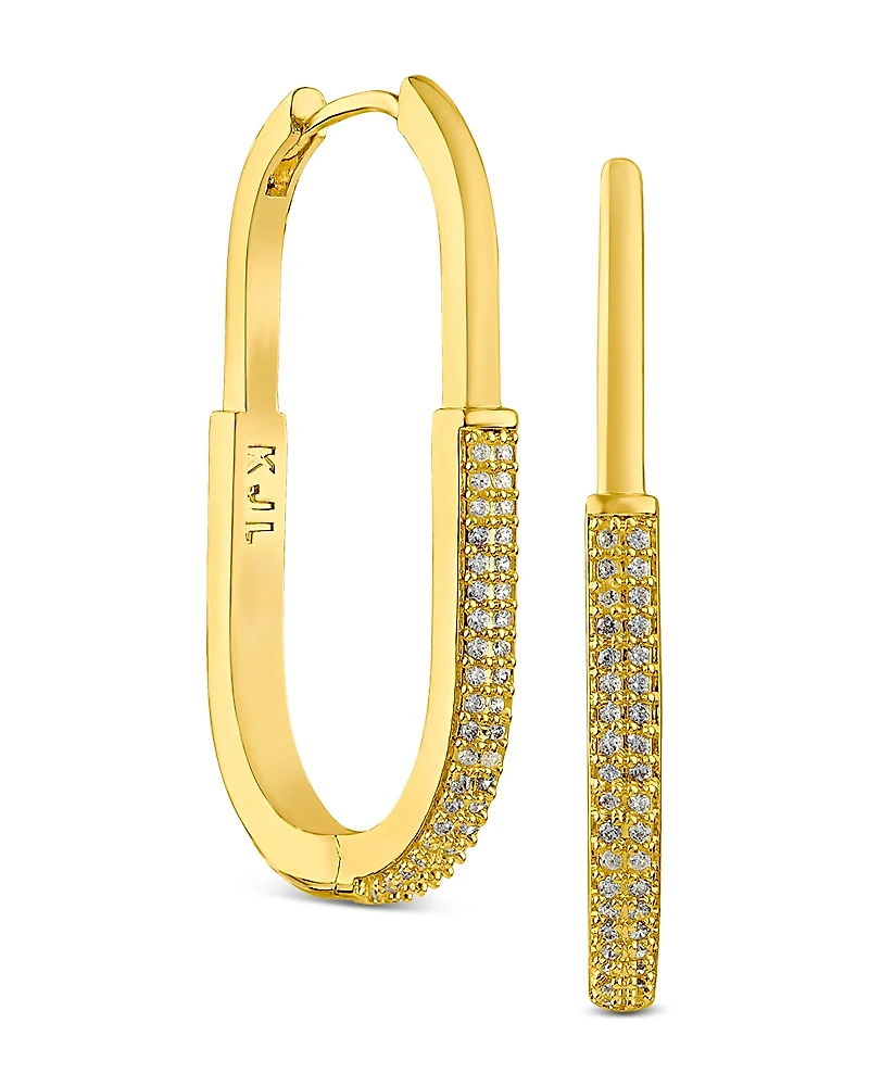 Kenneth Jay Lane Pave Cubic Zirconia Oval Hoop Earrings