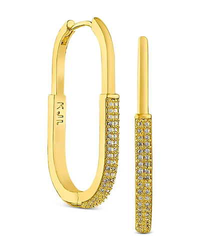Kenneth Jay Lane Pave Cubic Zirconia Oval Hoop Earrings