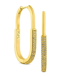 Kenneth Jay Lane Pave Cubic Zirconia Oval Hoop Earrings