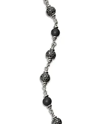 Men's Spiritual Beads Onyx & Black Diamond Pavé Rosary Style Bracelet in Sterling Silver