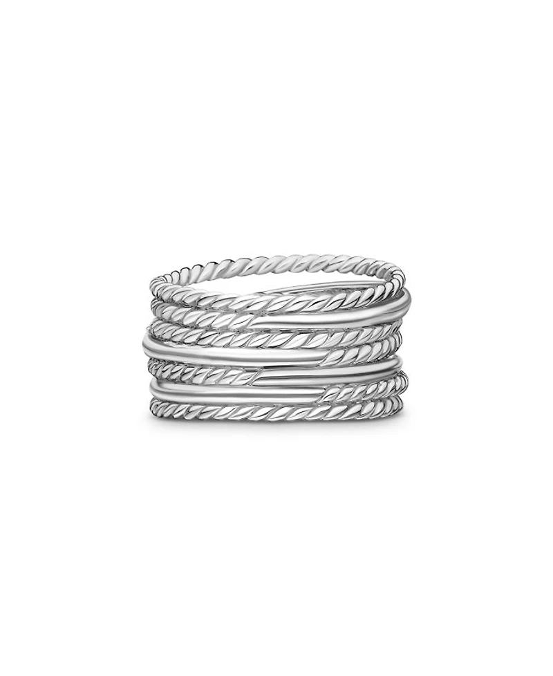 Crossover Wide Ring with Diamonds