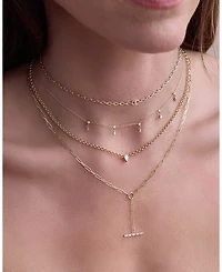 14K Yellow Gold Baguette Diamonds Diamond Baguette Oval Link Necklace, 14-16"
