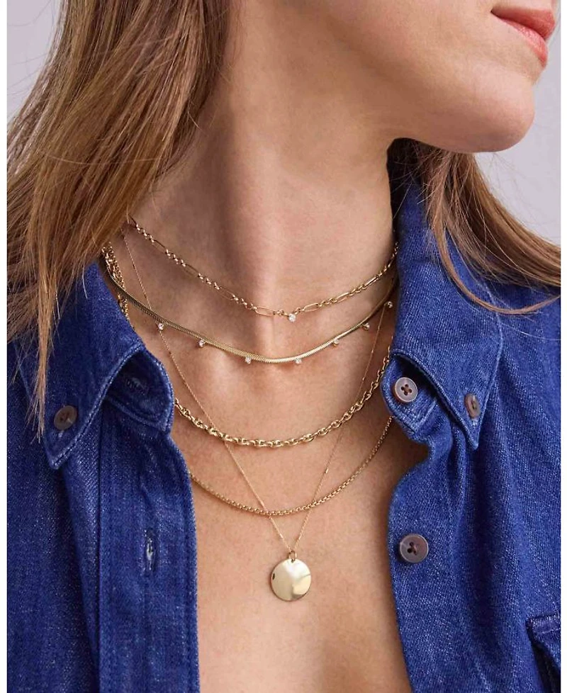 14k Yellow Gold Graduated Diamond Snake Chain Necklace, 16"