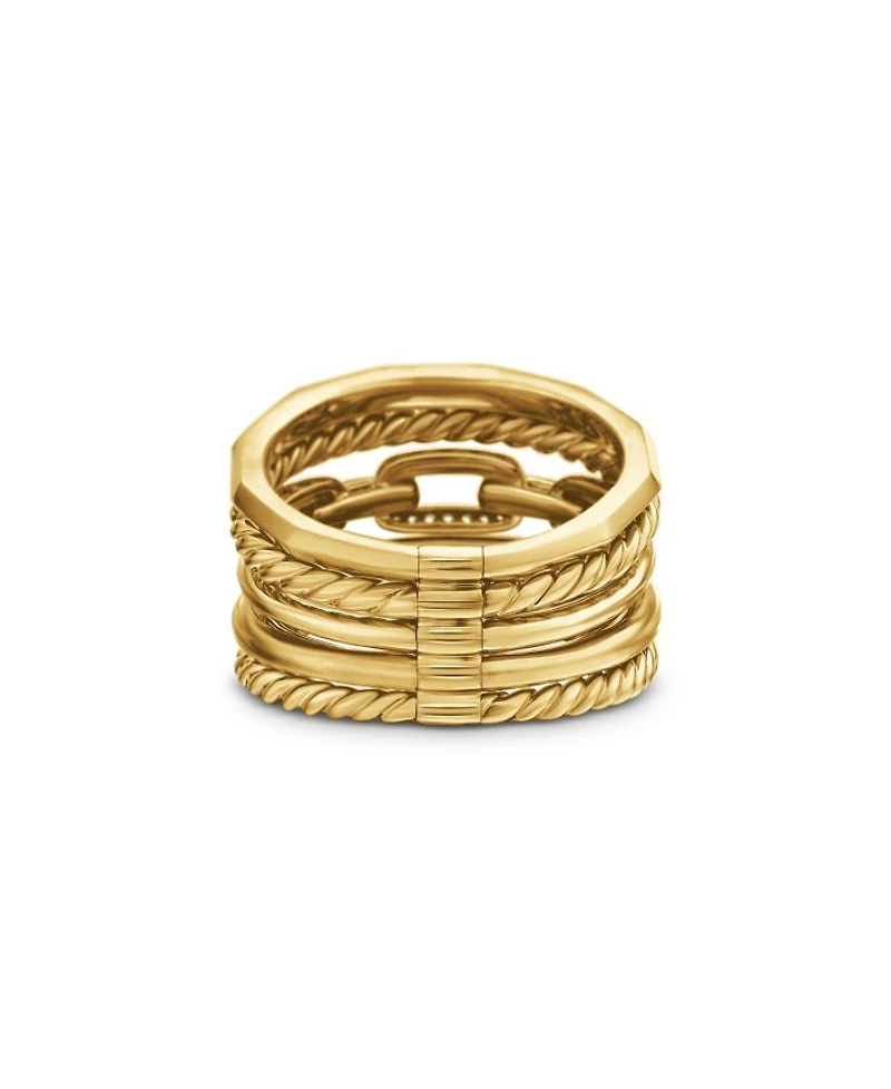 Stax Five Row Ring 18K Yellow Gold with Diamonds, 15mm