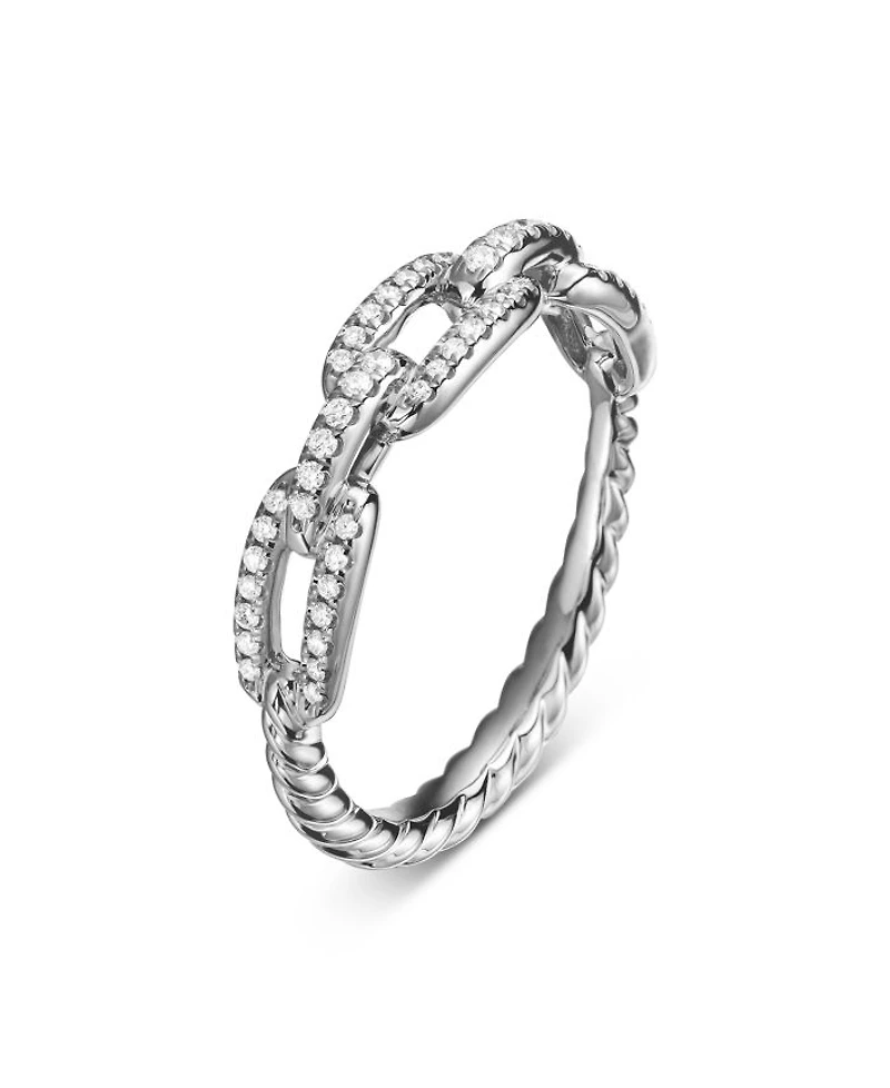8K White Gold Stax Diamond Link Statement Ring