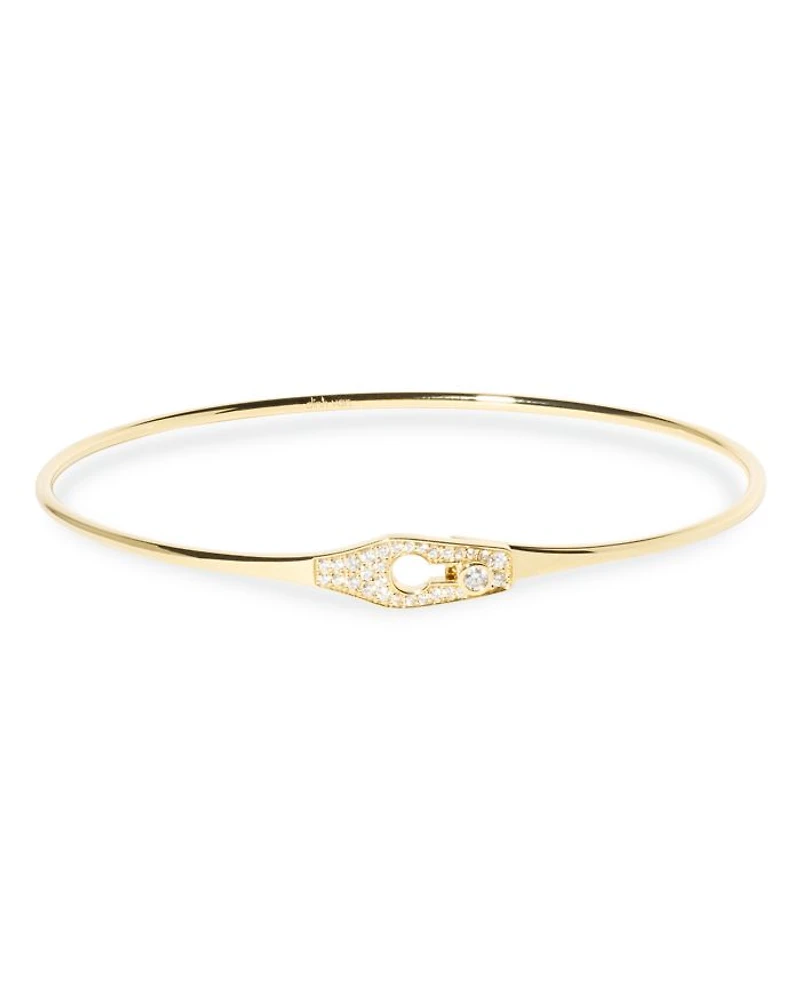 18K Yellow Gold Serrure Diamond Clasp Bangle Bracelet