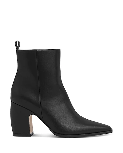 Reiss Women's Amy Almond Toe Taupe Block Heel Ankle Boots