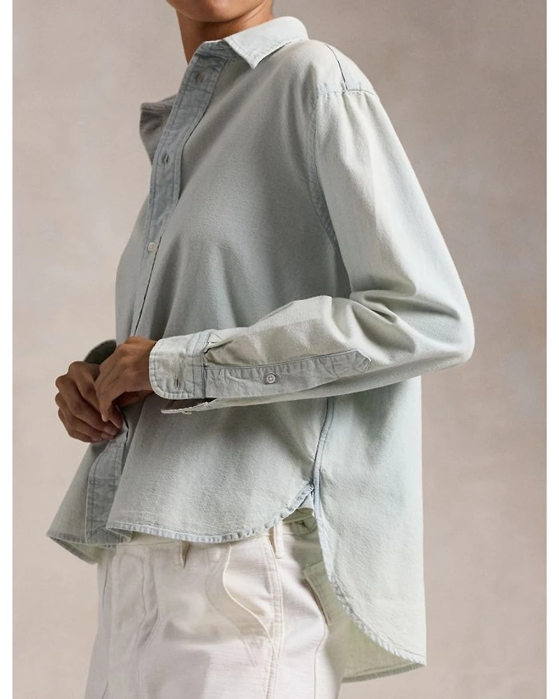 Button Front Linen Chambray Shirt