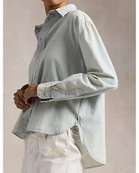 Button Front Linen Chambray Shirt