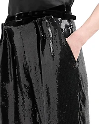 Belted Micro Sequin Trousers