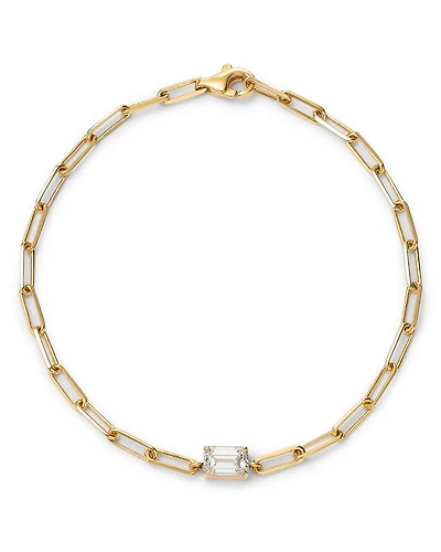 14K Yellow Gold Lab Grown Diamond Paperclip Bracelet