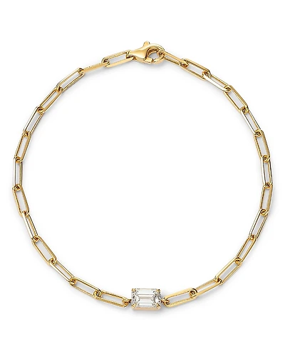 Lumeniri 14K Yellow Gold Lab Grown Diamond Paperclip Bracelet