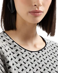 Velvet Jersey Top with Geometric Motif