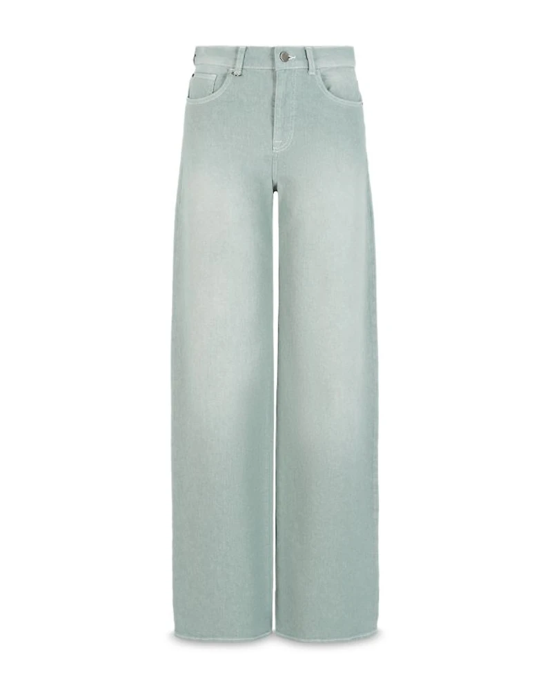 High Rise Straight Leg Jeans Light Green
