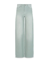 High Rise Straight Leg Jeans Light Green