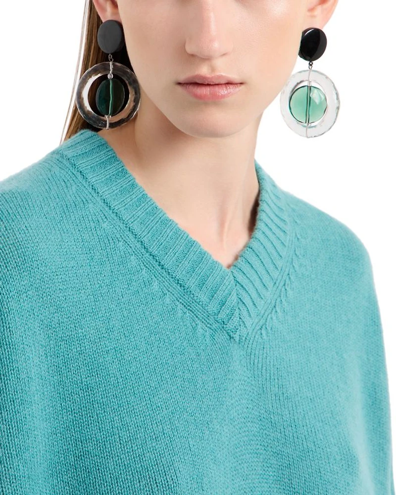 Seamless Plain Knit V Neck Sweater