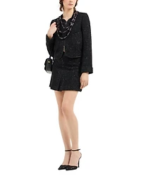 Metallic Tweed Zip Jacket