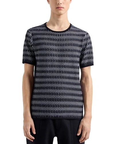 Allover Geometric Jacquard Motif Wool T Shirt
