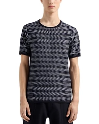 Allover Geometric Jacquard Motif Wool T Shirt