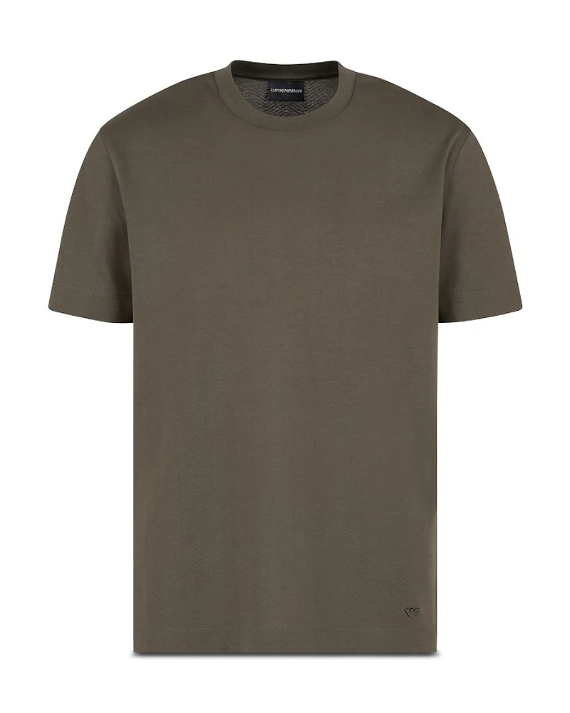 Cotton Jersey Tee with Allover Jacquard Motif