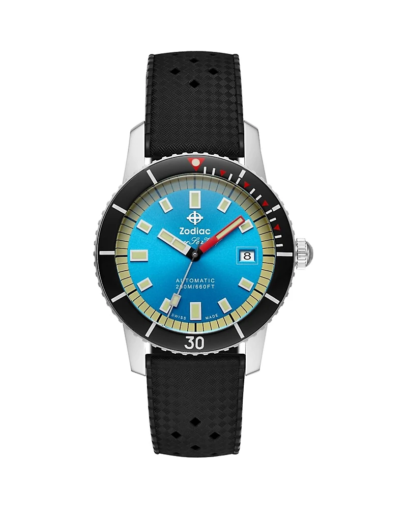 Zodiac Compression Diver Automatic Rubber Strap Watch