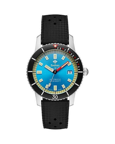 Zodiac Compression Diver Automatic Rubber Strap Watch