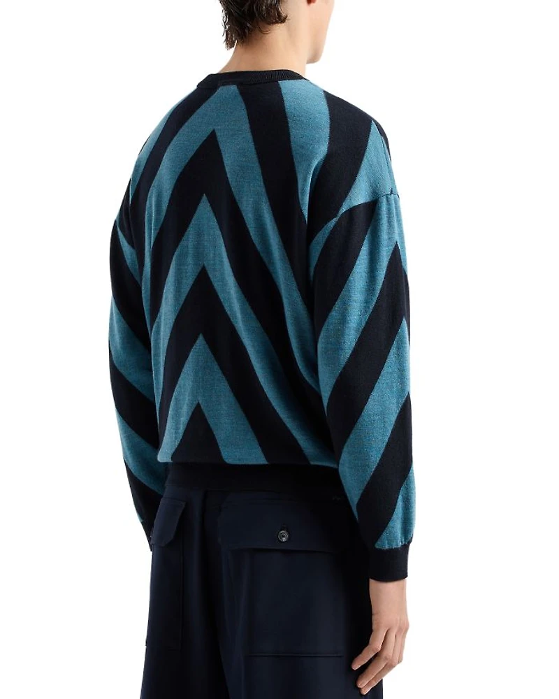 Diagonal Pattern Crewneck Sweater