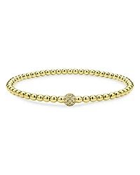 18K Yellow Gold Caviar Diamond Pavé Ball Stretch Bracelet