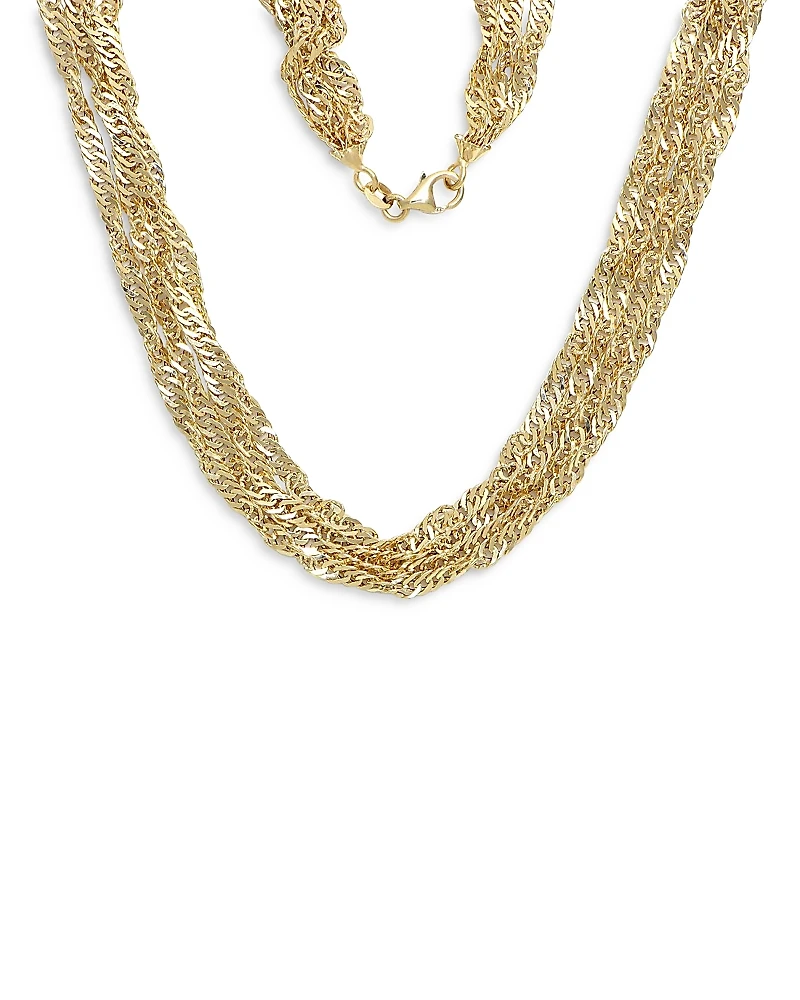 Alberto Amati 14K Yellow Gold Multi Strand Singapore Link 18 Collar Necklace