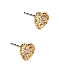 Cubic Zirconia Heart Stud Earrings in 18K Gold Plated
