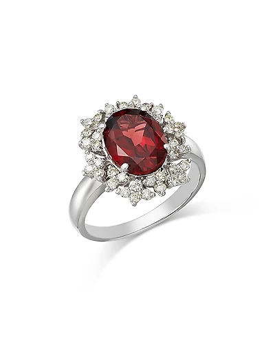 Bloomingdale's Fine Collection Garnet & Diamond Flower Halo Ring
