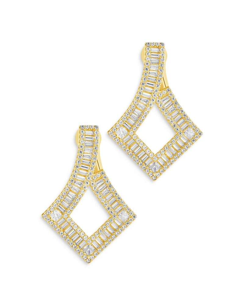 Amina Cubic Zirconia Drop Earrings in 14K Gold Plated