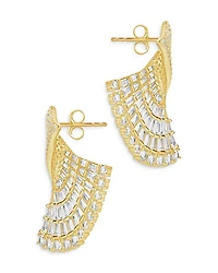 Hartford Cubic Zirconia Fan Drop Earrings in 14K Gold Plated