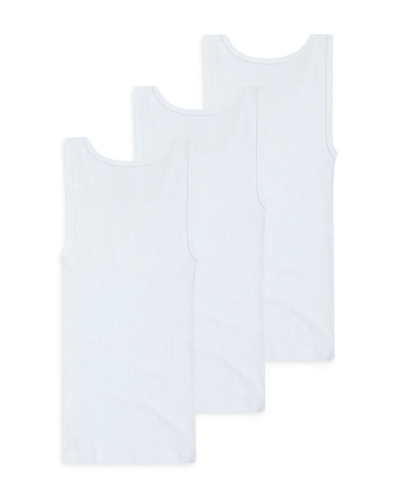 Boys' Cotton Stretch Ribbed Tanks, Pack of 3 - Big Kid