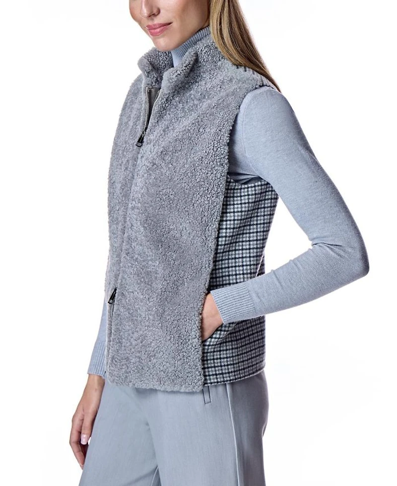 Mixed-Media Shearling Vest