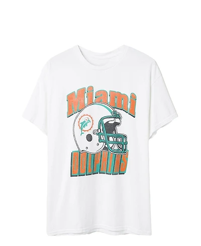 Junk Food Clothing Unisex Nfl Miami Dolphins Throwback Helmet Flea Market Tee