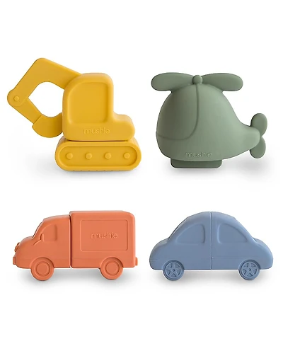 Mushie Vehicles Mold Free Bath Play Set - 4 Pack - Ages 10 months+