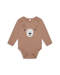 Mori Unisex Ribbed Bear Face Long Sleeve Bodysuit - Baby