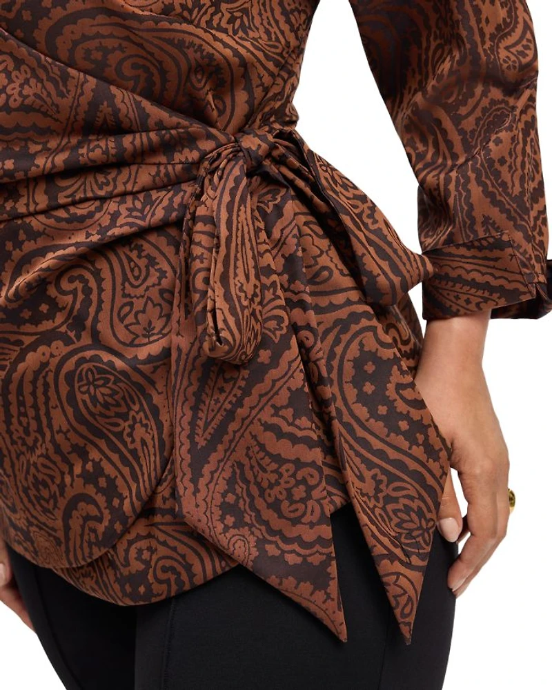 Plus Paisley Jacquard Wrap Shirt