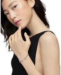 Sterling Silver Starburst Cable Bangle Bracelet with Diamonds