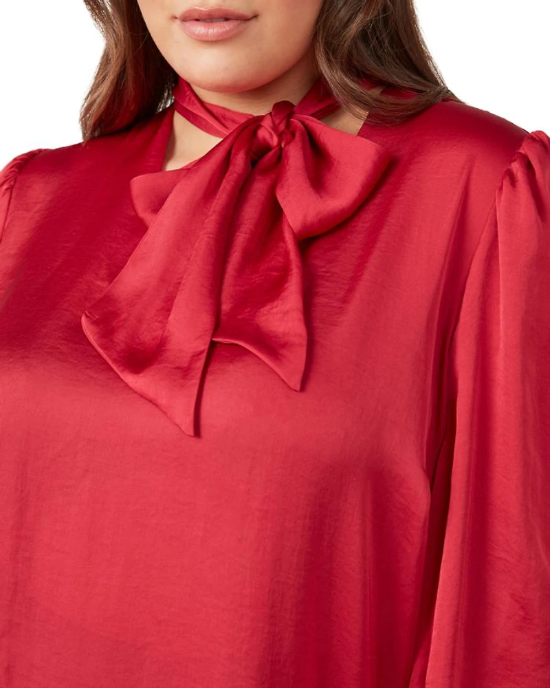 Plus Lenora Sash Tie V Neck Blouse
