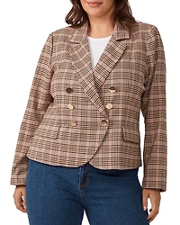 Estelle Plus Penelope Plaid Double Breasted Blazer