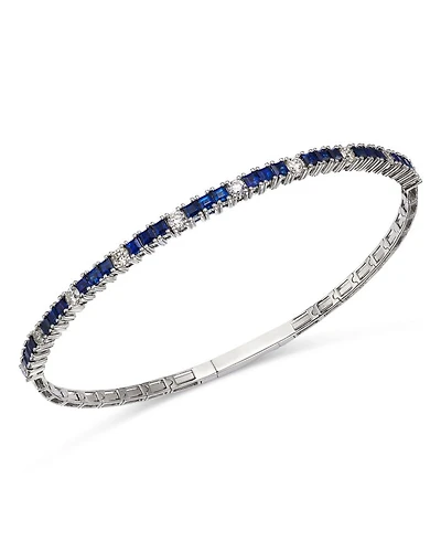 Sapphire & Diamond Bangle Bracelet in 14K White Gold