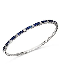 Sapphire & Diamond Bangle Bracelet in 14K White Gold