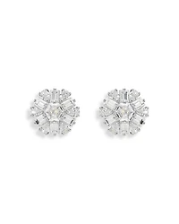 Idyllia Crystal Snowflake Stud Earrings in Rhodium Plated