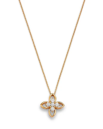 Diamond Clover Pendant Necklace in 14K Yellow Gold