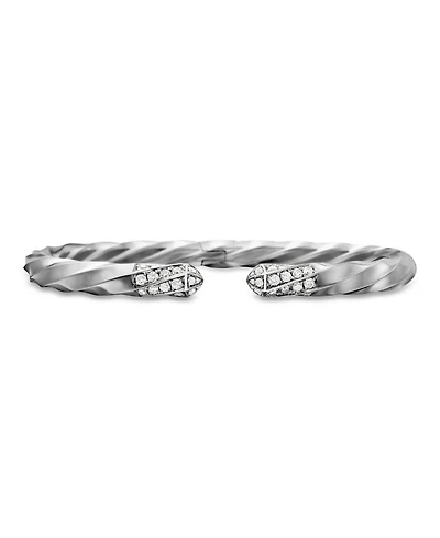 Cable Edge Bracelet in Recycled Sterling Silver with Pavé Diamonds