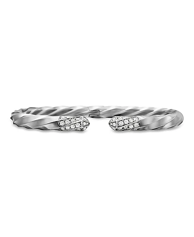 David Yurman Sterling Silver The Cable Collection Diamond Cuff Bracelet